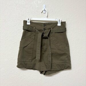 Rag and Bone Field Cargo Shorts Green Cotton Tie Waist Size 26